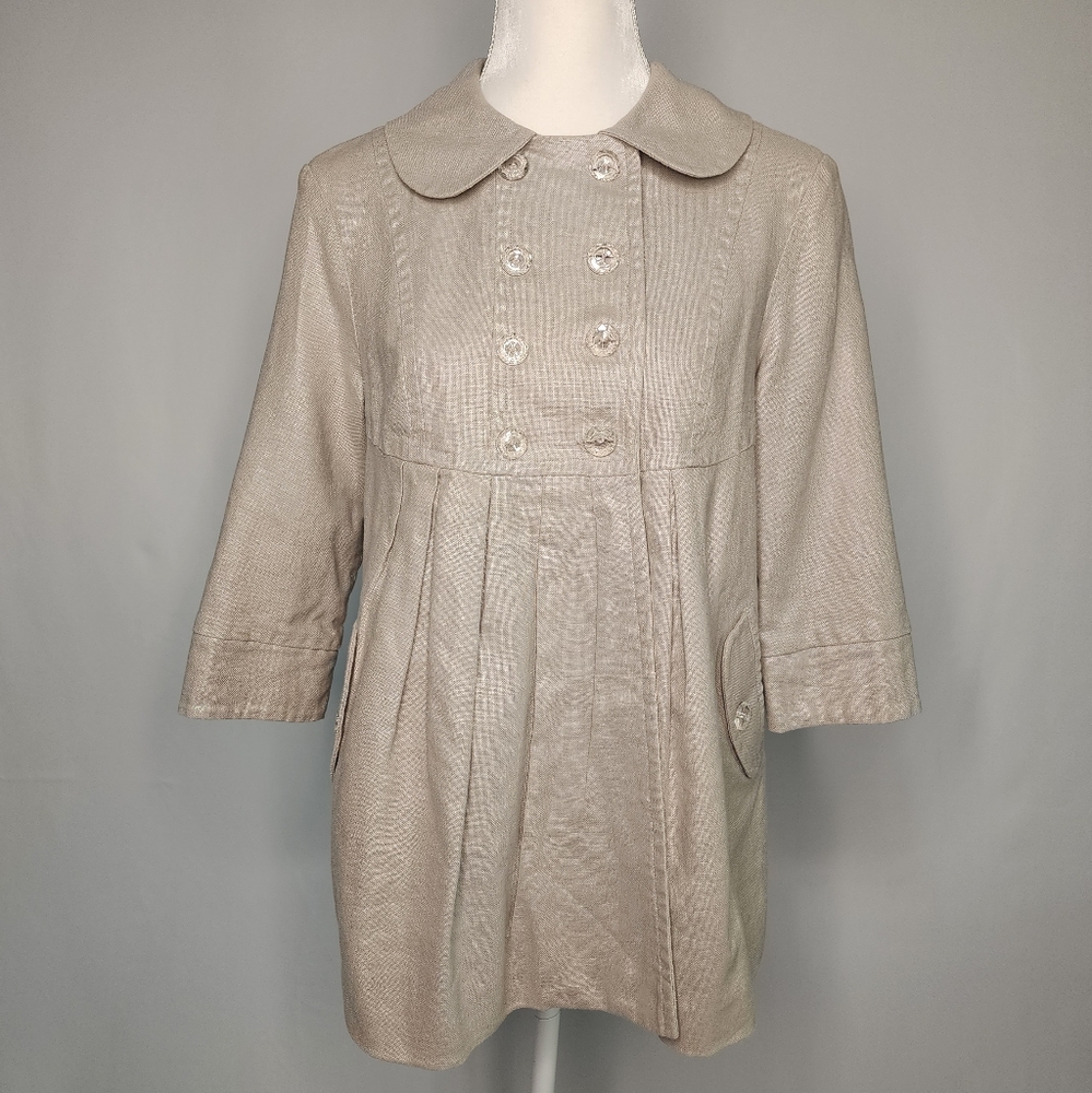 Kensie Shimmery Linen Light Tan Peacoat
